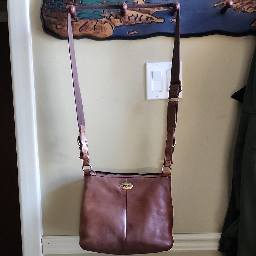 Fossil Brown Crossbody Bag with Adjustable Strap